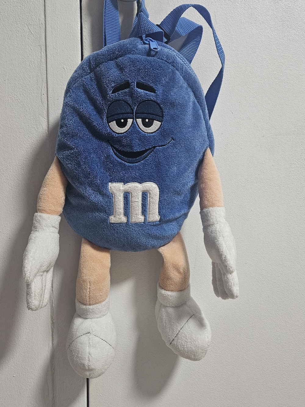 Blue M&M Plush Backpack - Character Backpack with Arms & Legs